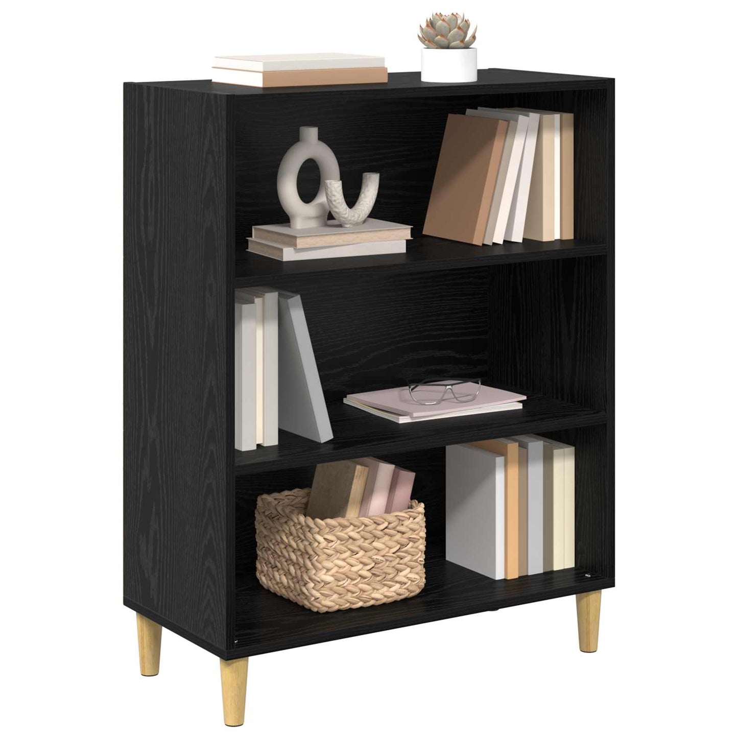 Sideboard Schwarz Eichen-Optik 69,5 x 32,5 x 90 cm