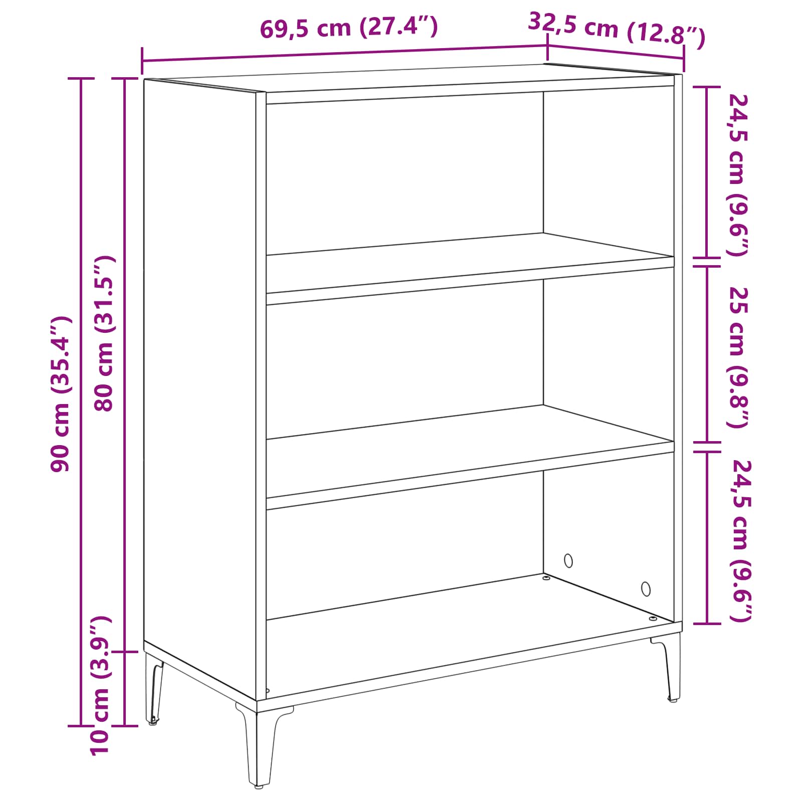 Sideboard Altholz 69,5 x 32,5 x 90 cm Holzwerkstoff