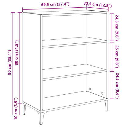 Sideboard Schwarz Eichen-Optik 69,5 x 32,5 x 90 cm