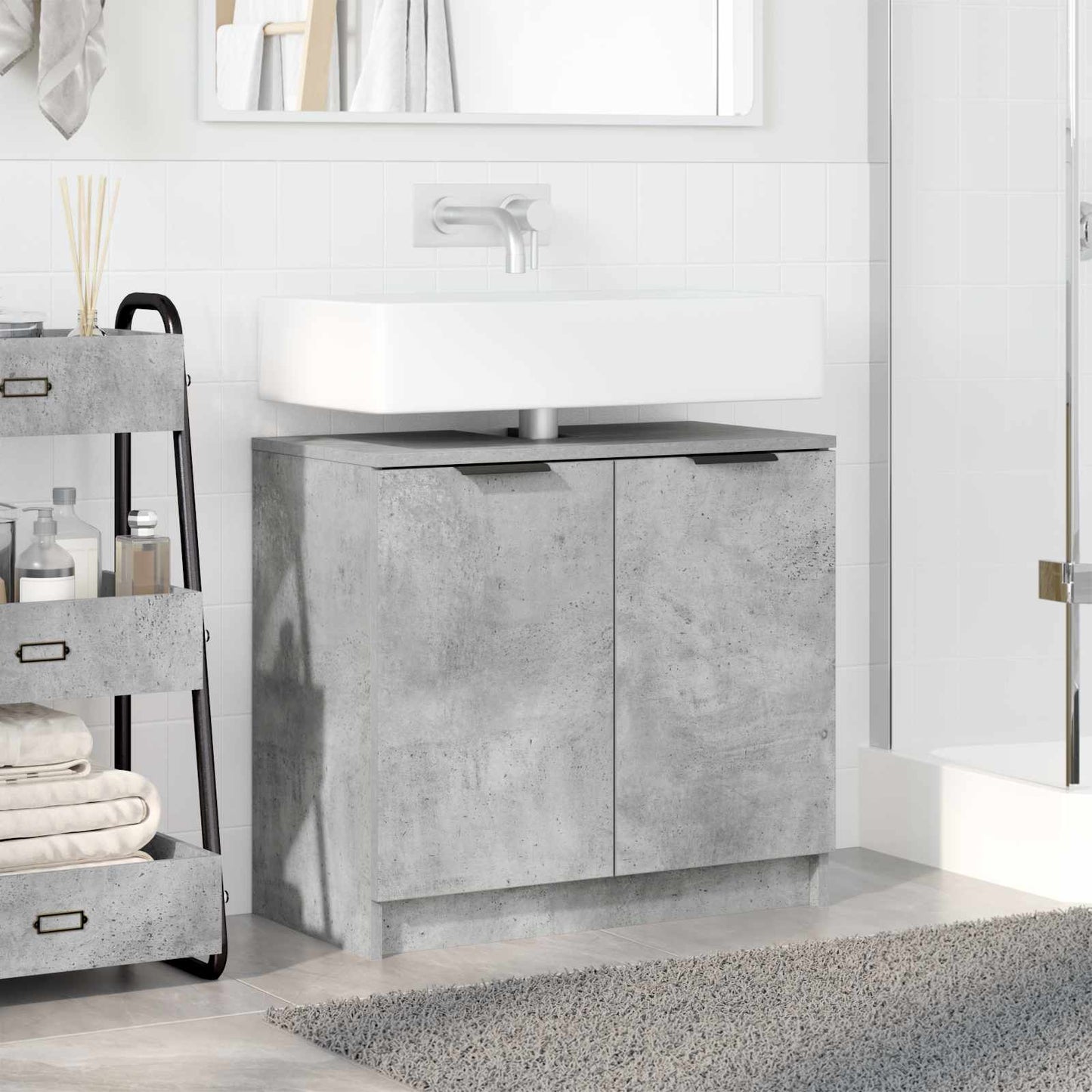 Badezimmerschrank Beton Grau 64,5 x 33,5 x 59 cm Holzwerkstoff