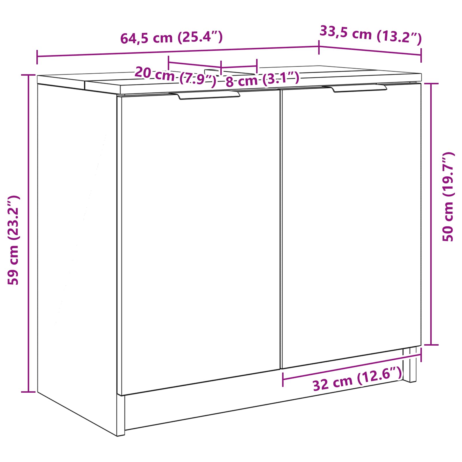 Badezimmerschrank Altholz 64,5 x 33,5 x 59 cm Holzwerkstoff
