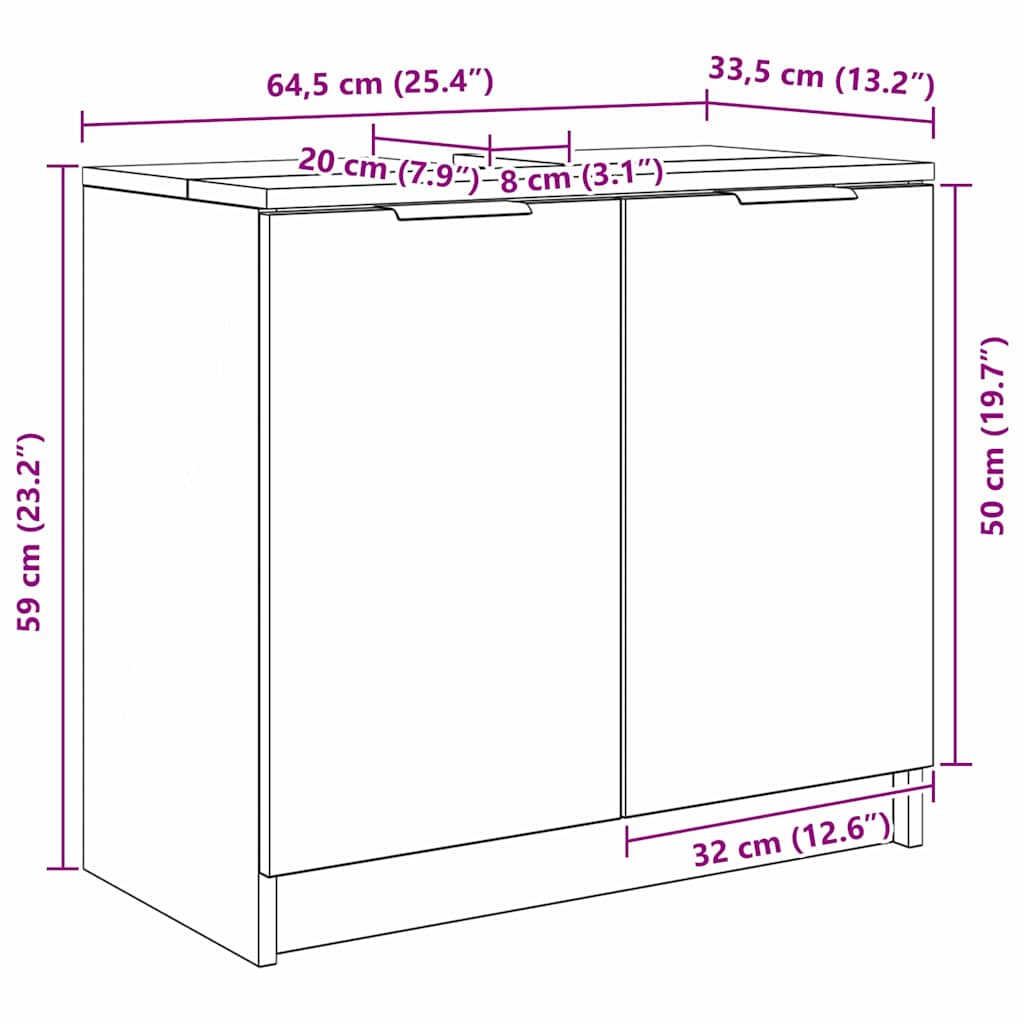 Badezimmerschrank Artisan-Eiche 64,5 x 33,5 x 59 cm