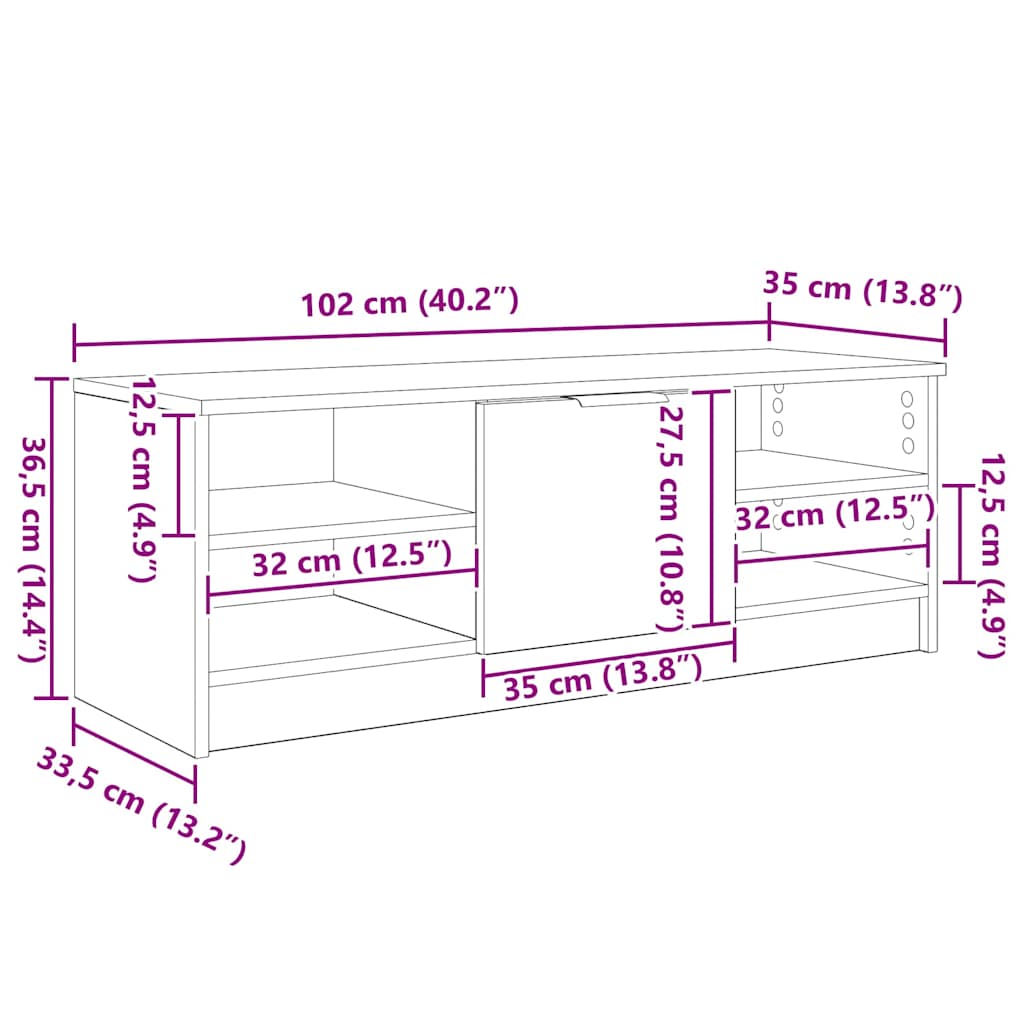 TV-Schränk 102 x 35 x 36,5 cm Altholz Holzwerkstoff
