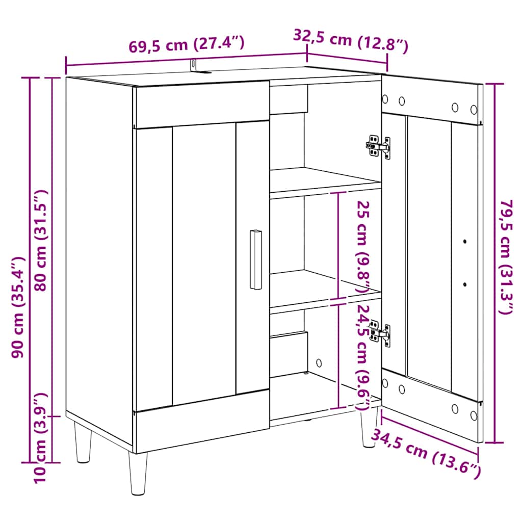 Sideboard Altholz 69,5 x 34 x 90 cm Holzwerkstoff
