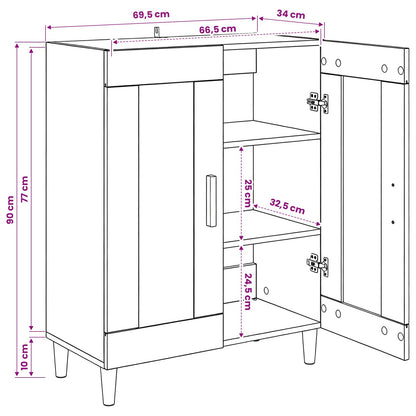 Sideboard Schwarz Eichen-Optik 69,5 x 34 x 90 cm Holzwerkstoff