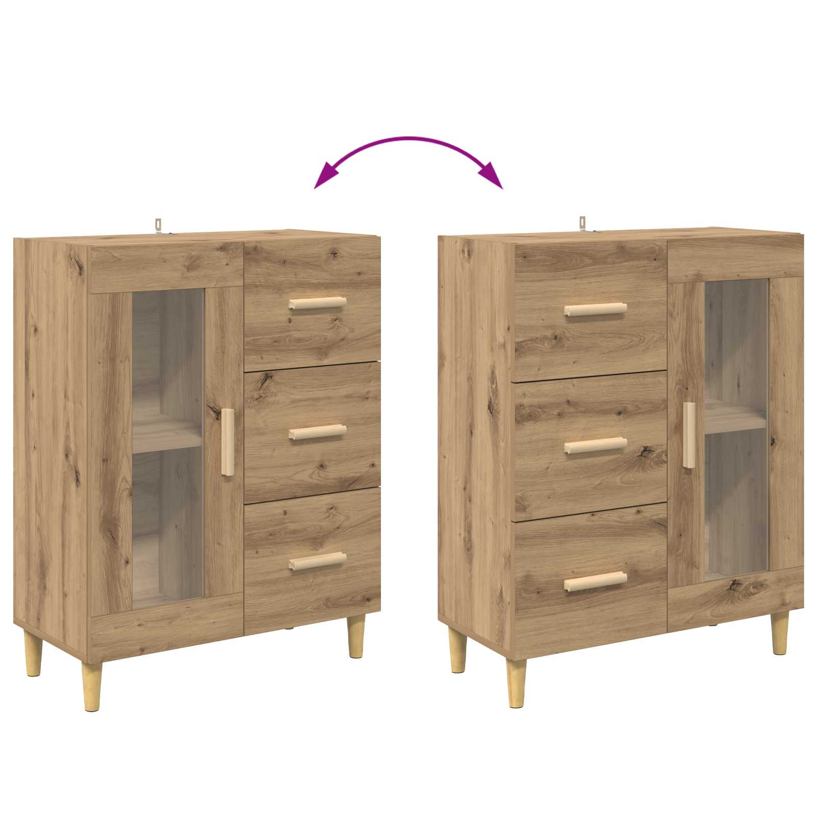 Sideboard Artisan-Eiche 69,5 x 34 x 90 cm Holzwerkstoff