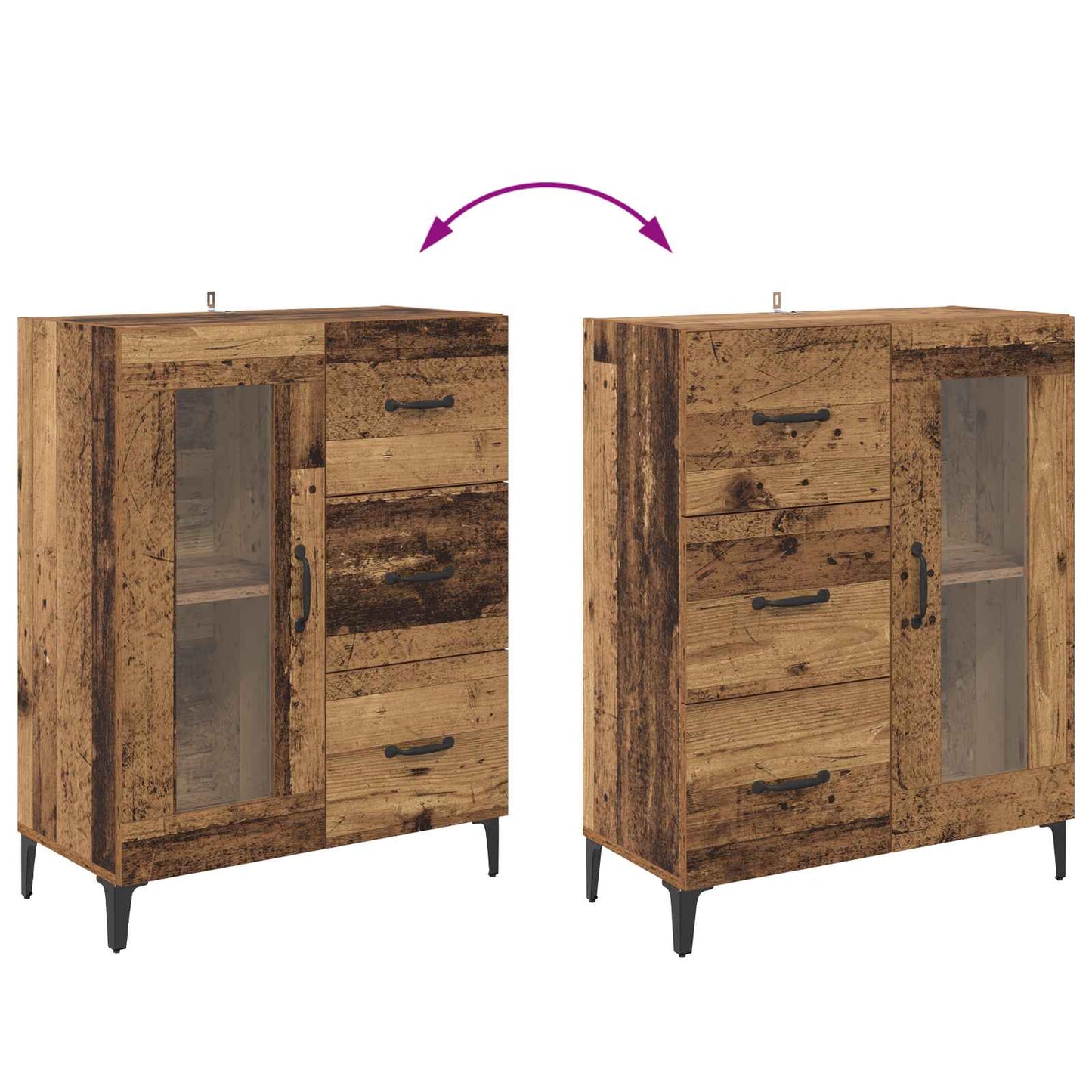 Sideboard Altholz 69,5 x 34 x 90 cm Verbundholz und Eisen