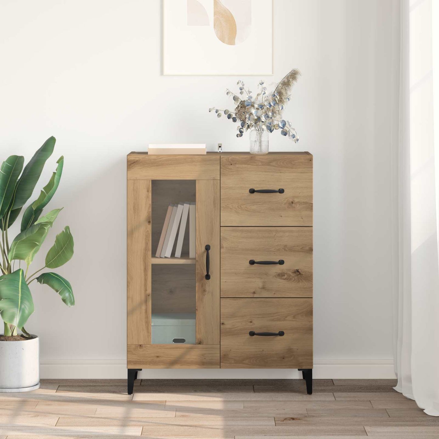 Sideboard Artisan-Eiche 69,5 x 34 x 90 cm Verbundholz und Eisen