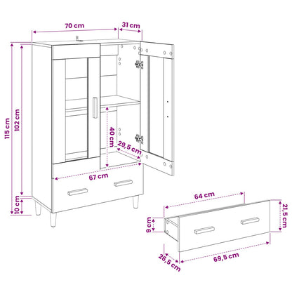 Highboard Altholz 70 x 31 x 115 cm Holzwerkstoff