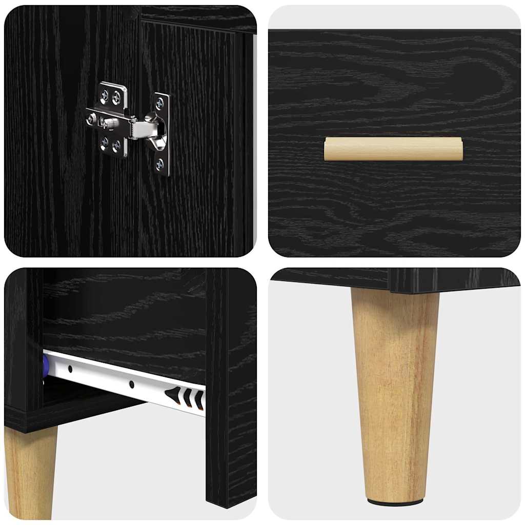 Highboard Schwarz Eichen-Optik 70 x 31 x 115 cm Holzwerkstoff