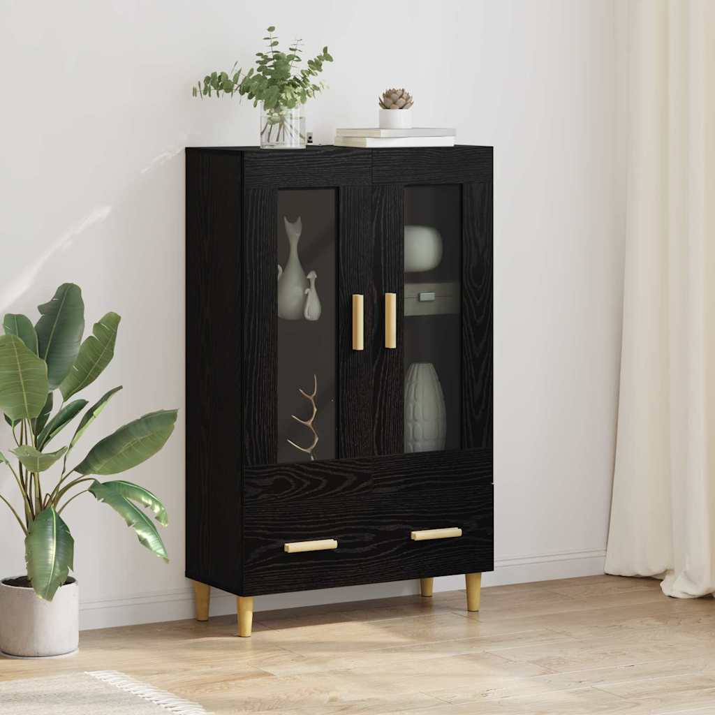 Highboard Schwarz Eichen-Optik 70 x 31 x 115 cm Holzwerkstoff
