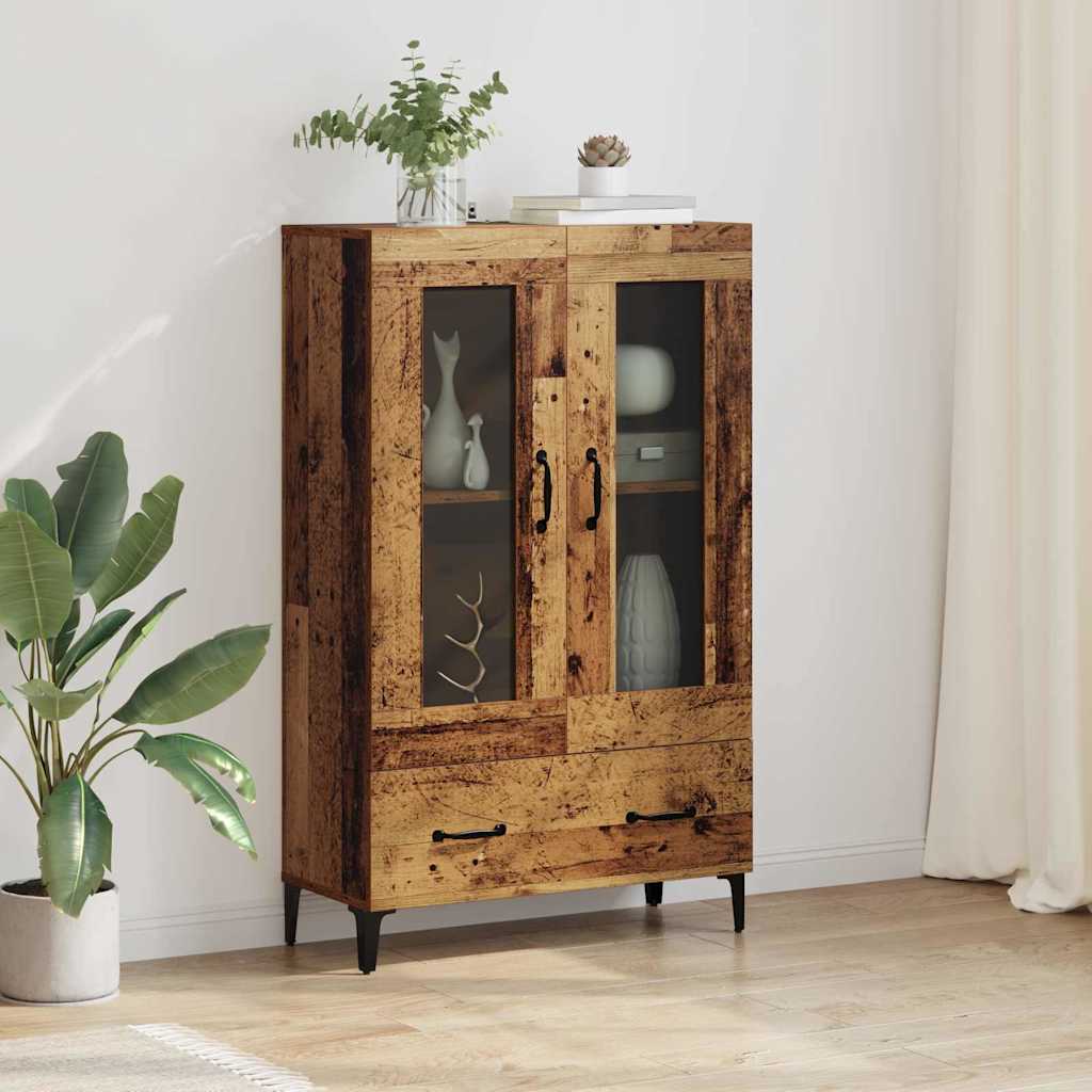 Highboard Altholz 70 x 31 x 115 cm Verbundholz und Eisen