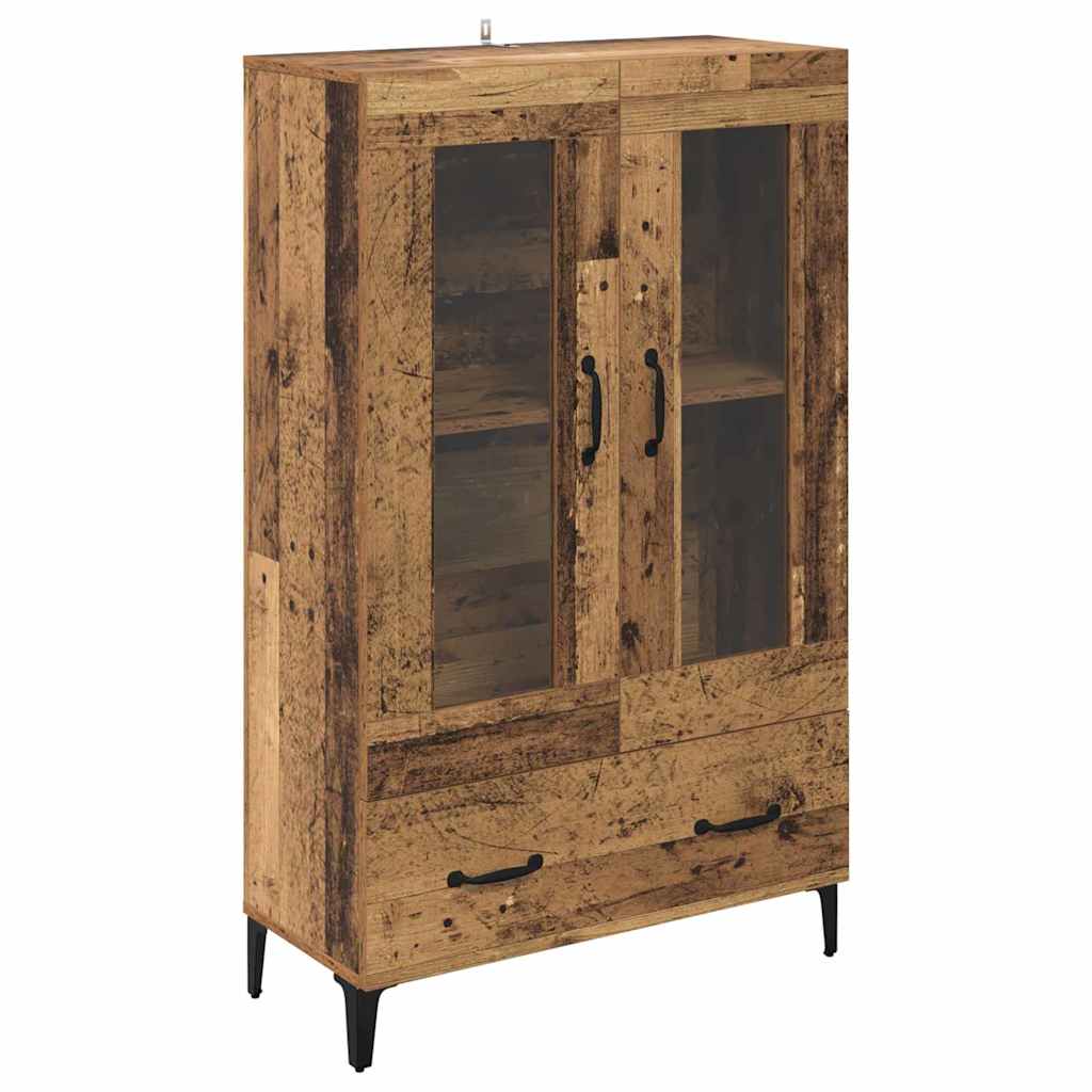 Highboard Altholz 70 x 31 x 115 cm Verbundholz und Eisen