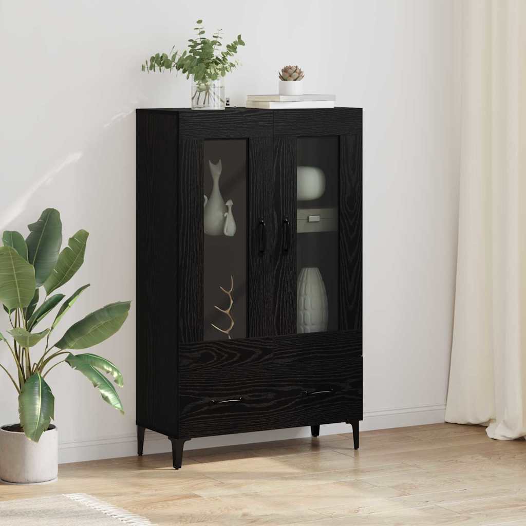 Highboard Schwarz Eichen-Optik 70 x 31 x 115 cm