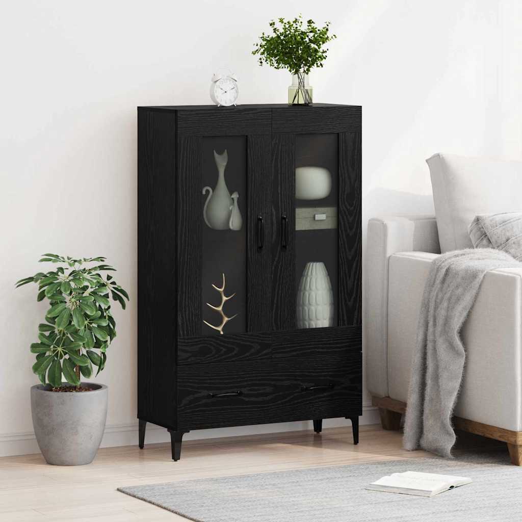 Highboard Schwarz Eichen-Optik 70 x 31 x 115 cm
