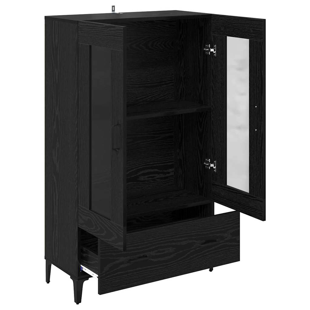 Highboard Schwarz Eichen-Optik 70 x 31 x 115 cm