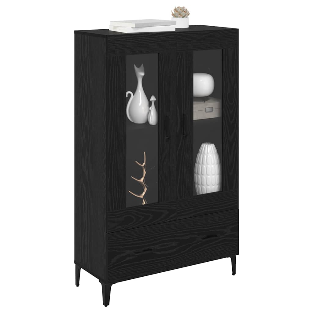 Highboard Schwarz Eichen-Optik 70 x 31 x 115 cm