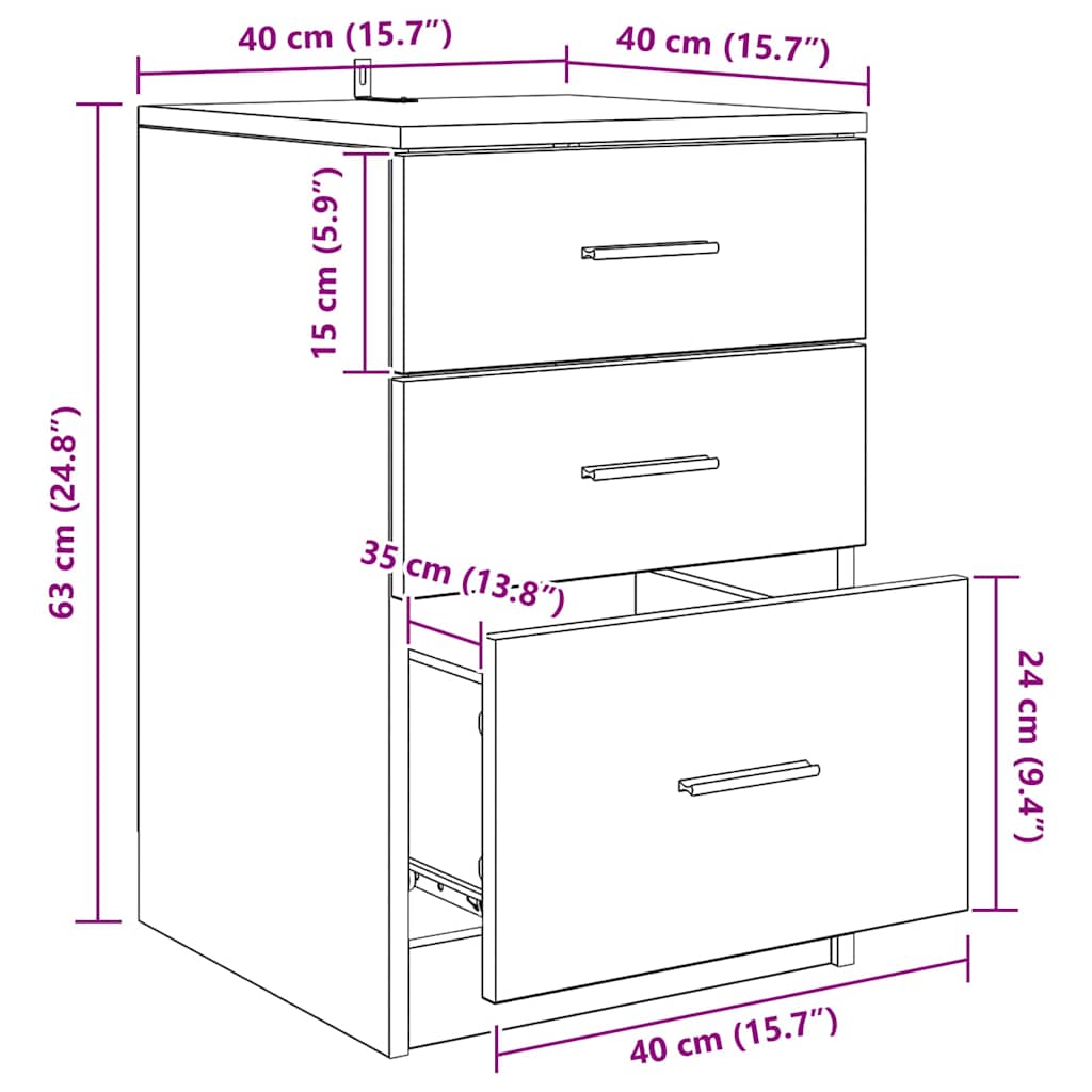 Nachttisch Altholz 40 x 40 x 63 cm Holzwerkstoff