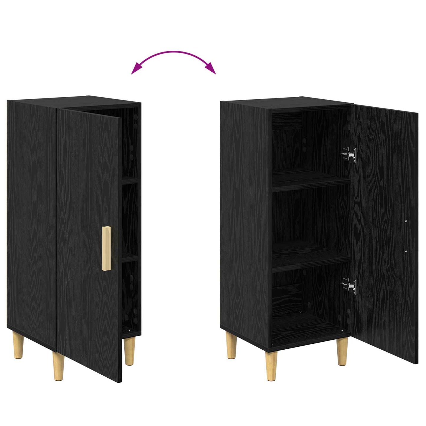 Sideboard Schwarz Eichen-Optik 34,5 x 34 x 90 cm Holzwerkstoff