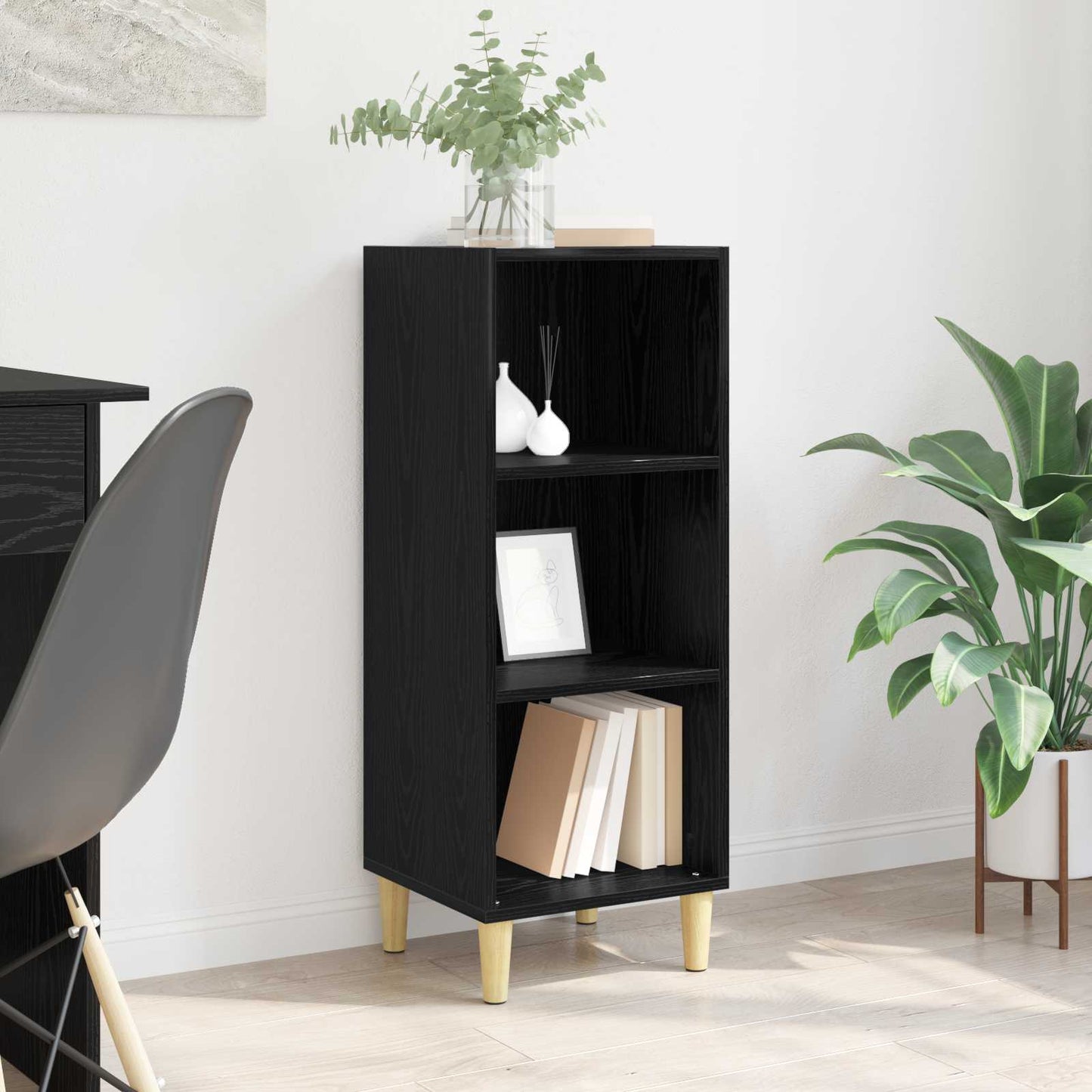 Sideboard Schwarz Eichen-Optik 34,5 x 32,5 x 90 cm