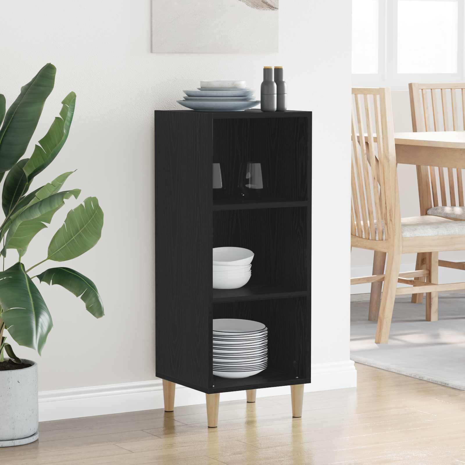 Sideboard Schwarz Eichen-Optik 34,5 x 32,5 x 90 cm