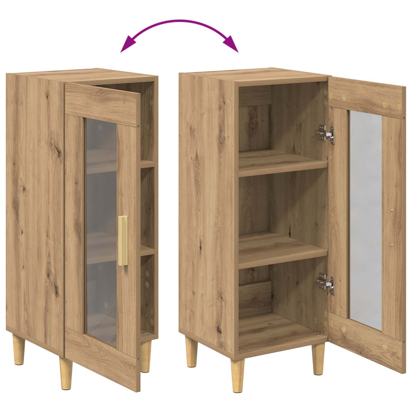 Sideboard Artisan-Eiche 34.5 x 32.5 x 90 cm Holzwerkstoff