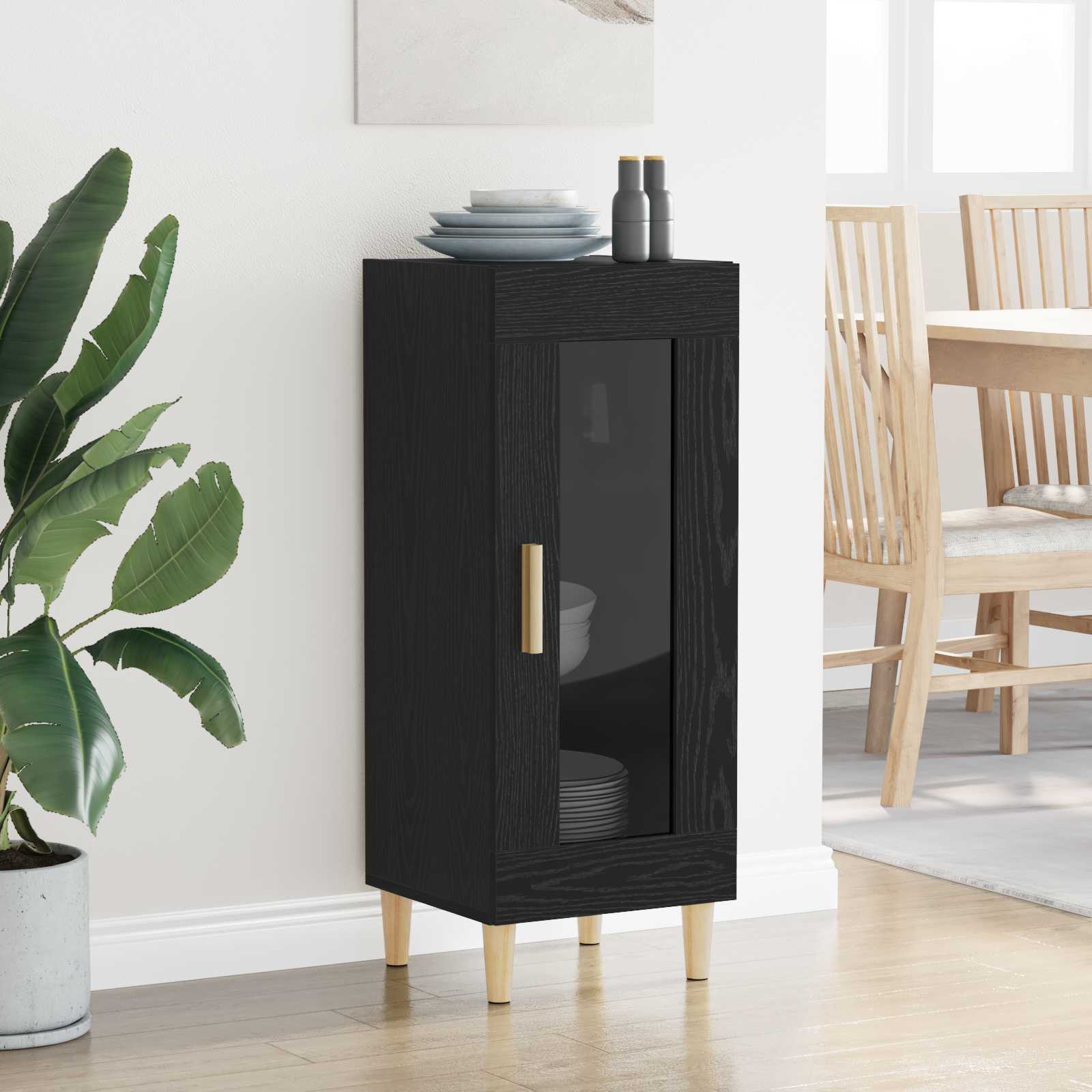 Sideboard Schwarz Eichen-Optik 34.5 x 32.5 x 90 cm
