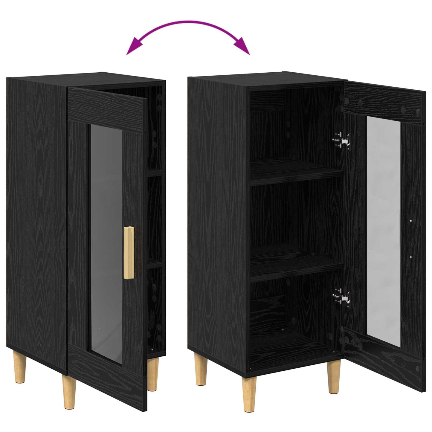 Sideboard Schwarz Eichen-Optik 34.5 x 32.5 x 90 cm