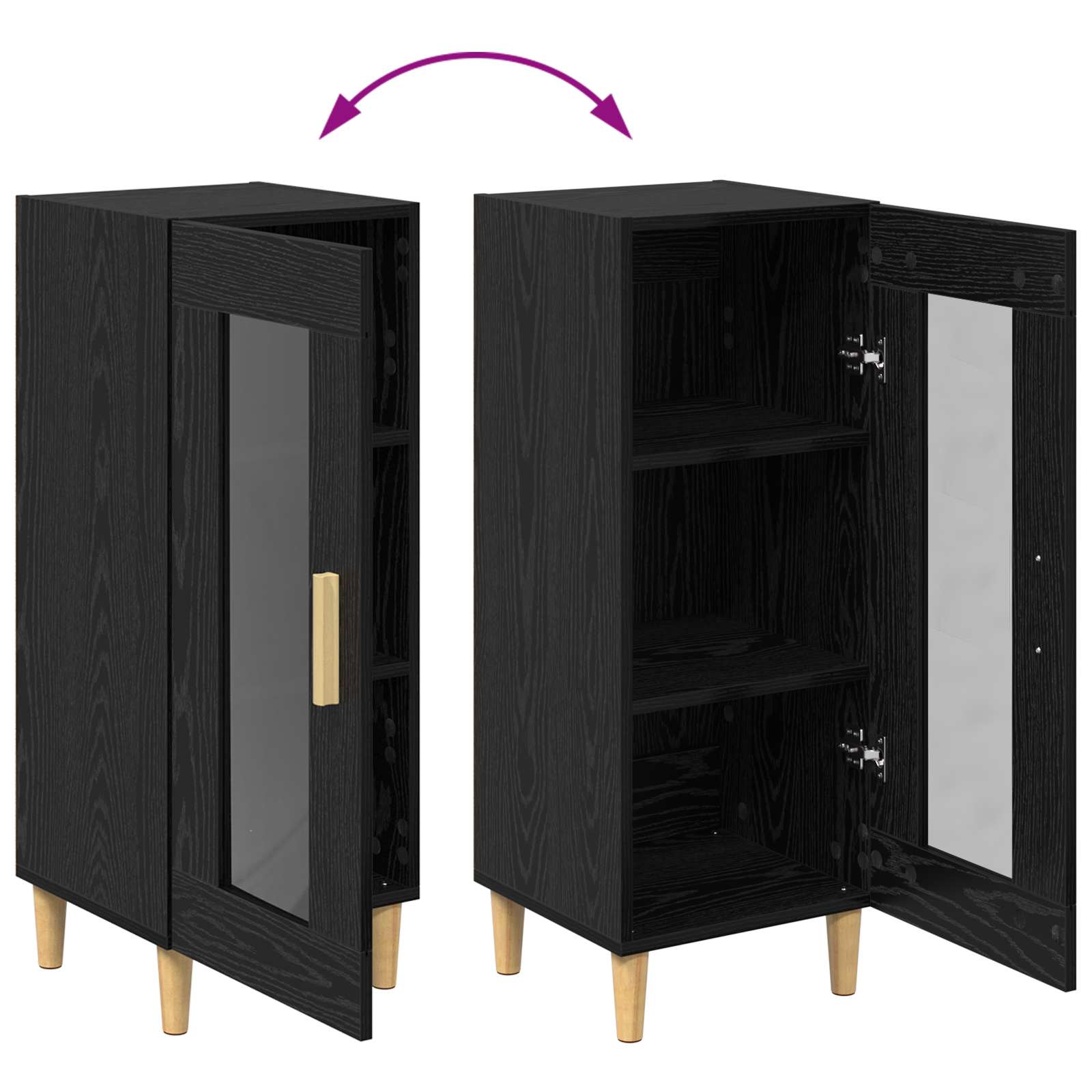 Sideboard Schwarz Eichen-Optik 34.5 x 32.5 x 90 cm