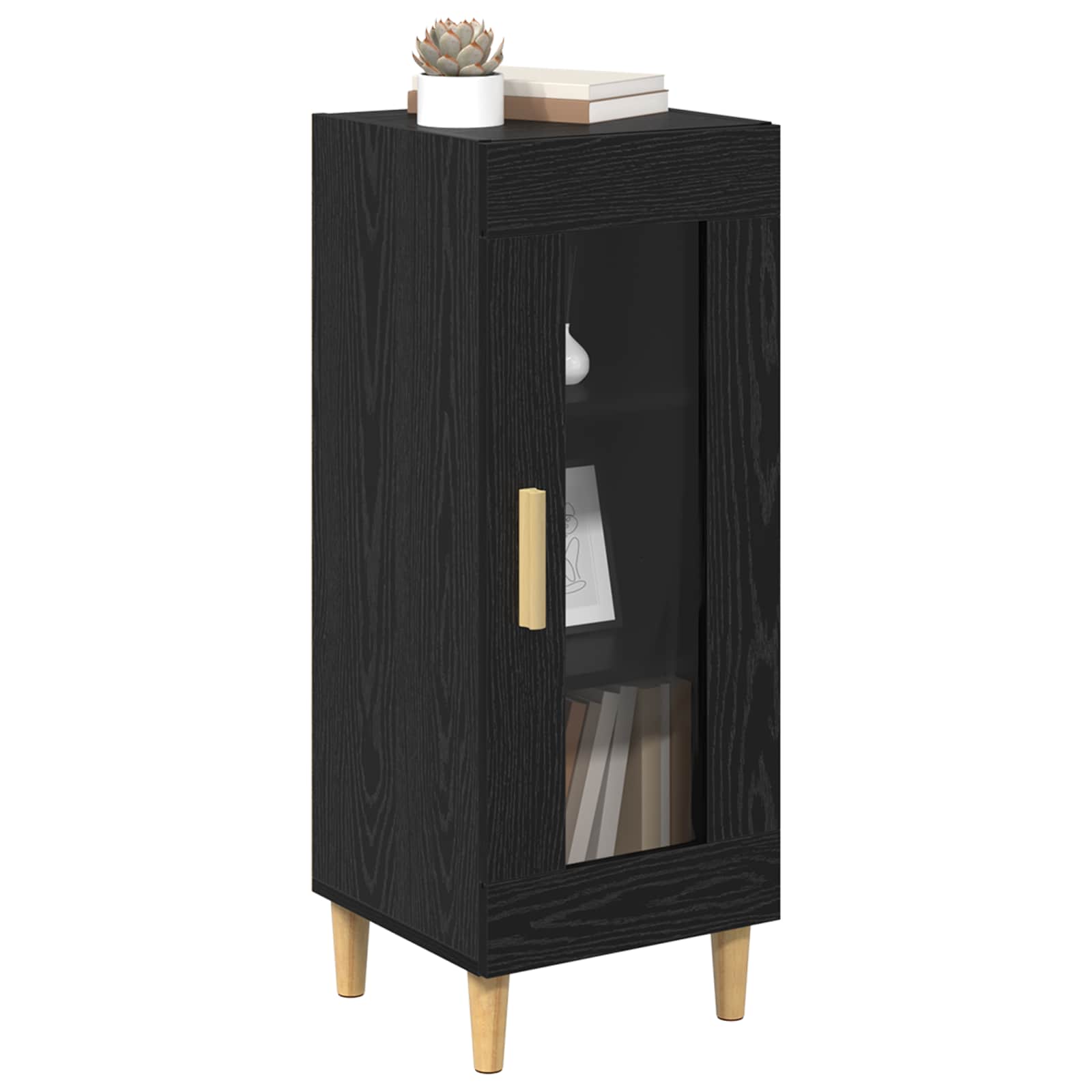 Sideboard Schwarz Eichen-Optik 34.5 x 32.5 x 90 cm