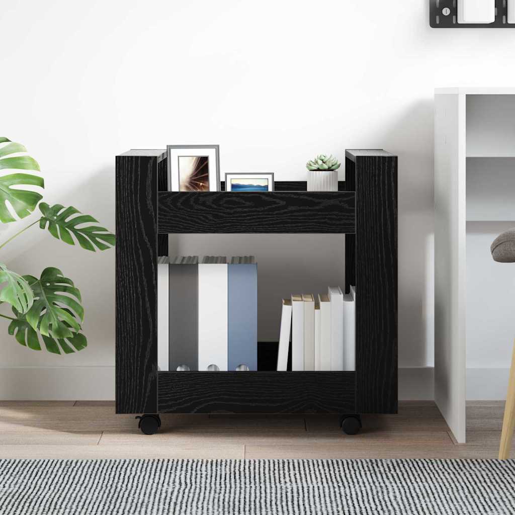 Schreibtischwagen Schwarz Eichen-Optik 60 x 45 x 60 cm