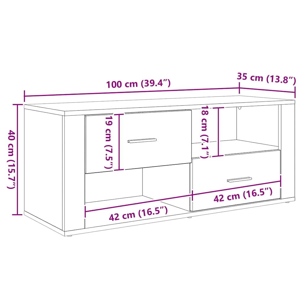 TV-Schränk 100 x 35 x 40 cm Altholz Holzwerkstoff