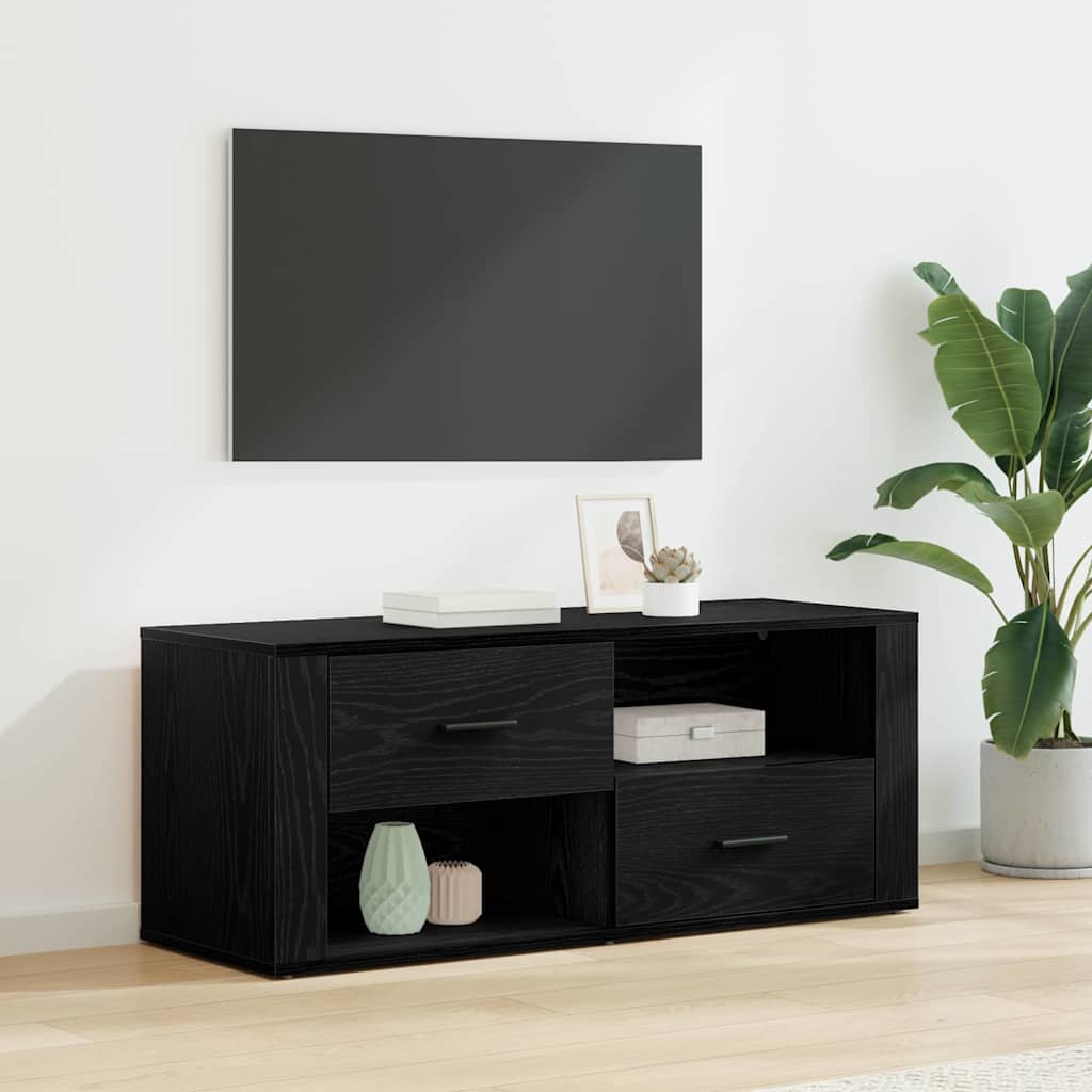TV-Schränk 100 x 35 x 40 cm Schwarz Eichen-Optik Holzwerkstoff