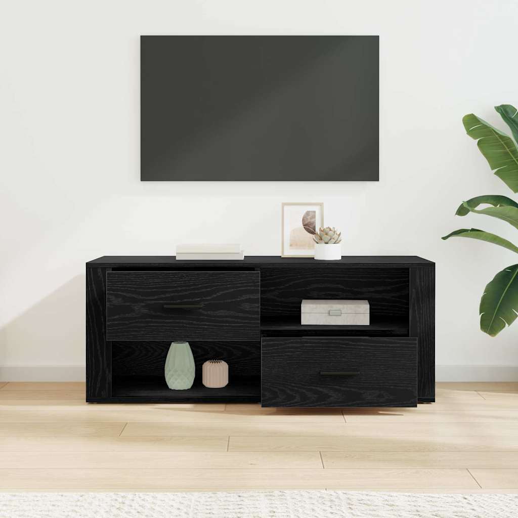 TV-Schränk 100 x 35 x 40 cm Schwarz Eichen-Optik Holzwerkstoff