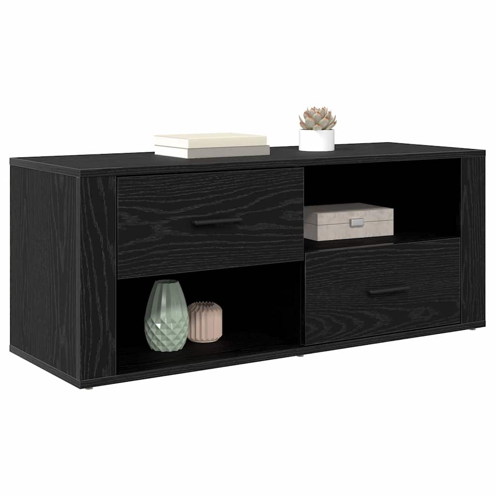 TV-Schränk 100 x 35 x 40 cm Schwarz Eichen-Optik Holzwerkstoff