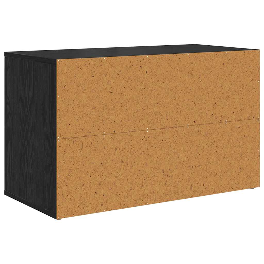 Schuhregal 75 x 35 x 45 cm Holzwerkstoff Schwarz Eichen-Optik