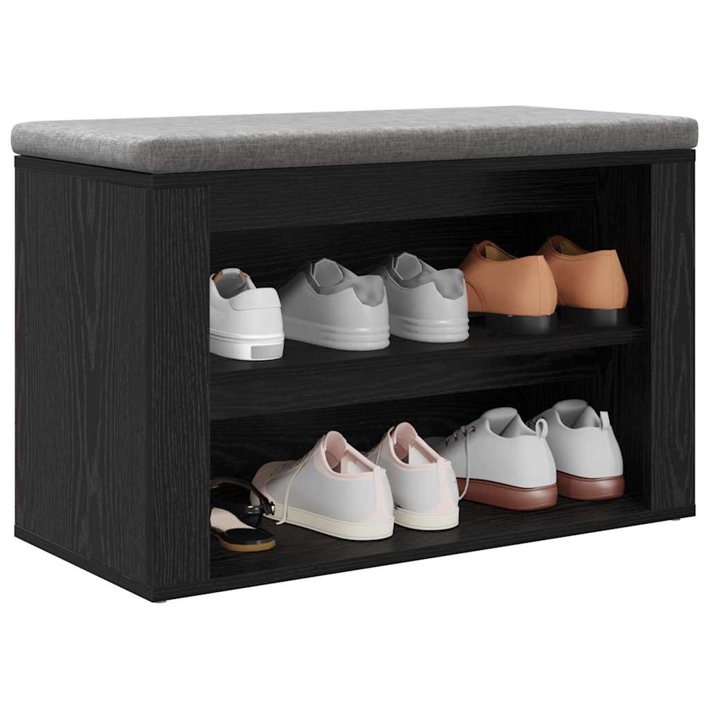 Schuhregal 75 x 35 x 45 cm Holzwerkstoff Schwarz Eichen-Optik