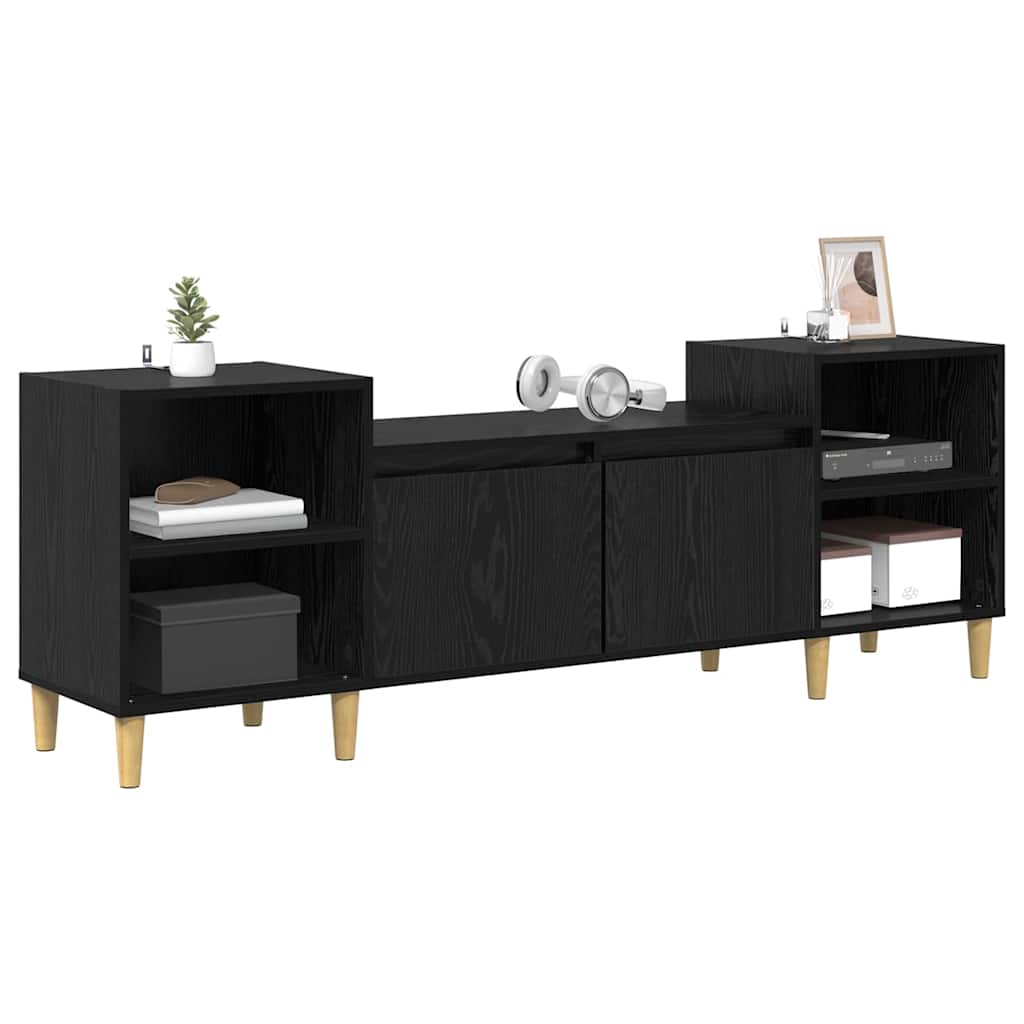 TV-Schränk 160 x 35 x 55 cm Schwarz Eichen-Optik Holzwerkstoff