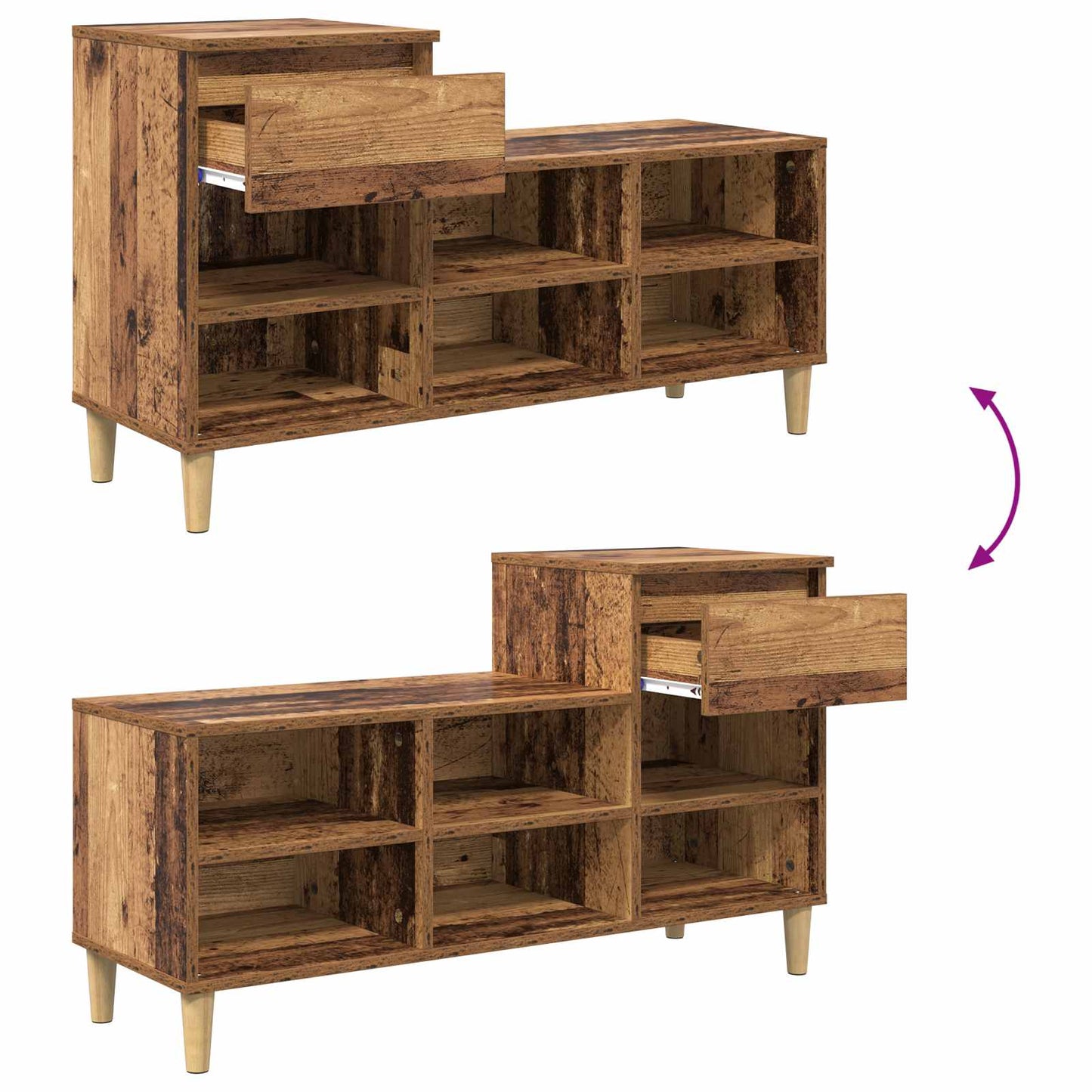 Schuhschrank 102 x 36 x 60 cm Holzwerkstoff Altholz