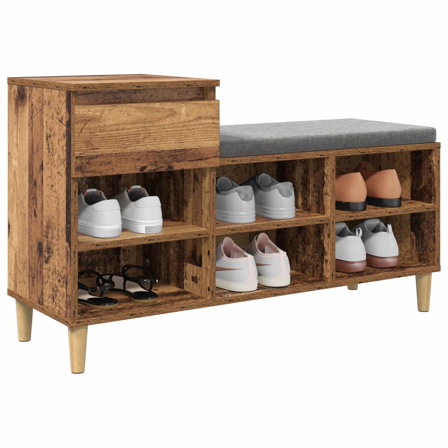 Schuhschrank 102 x 36 x 60 cm Holzwerkstoff Altholz
