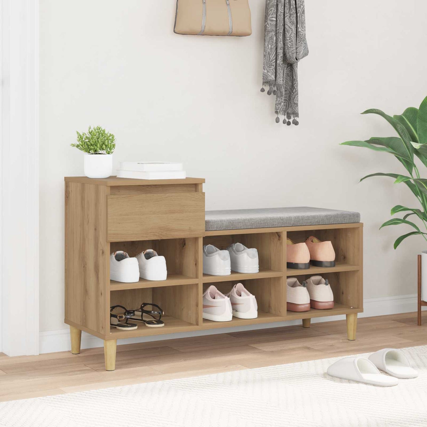 Schuhschrank 102 x 36 x 60 cm Holzwerkstoff Artisan-Eiche