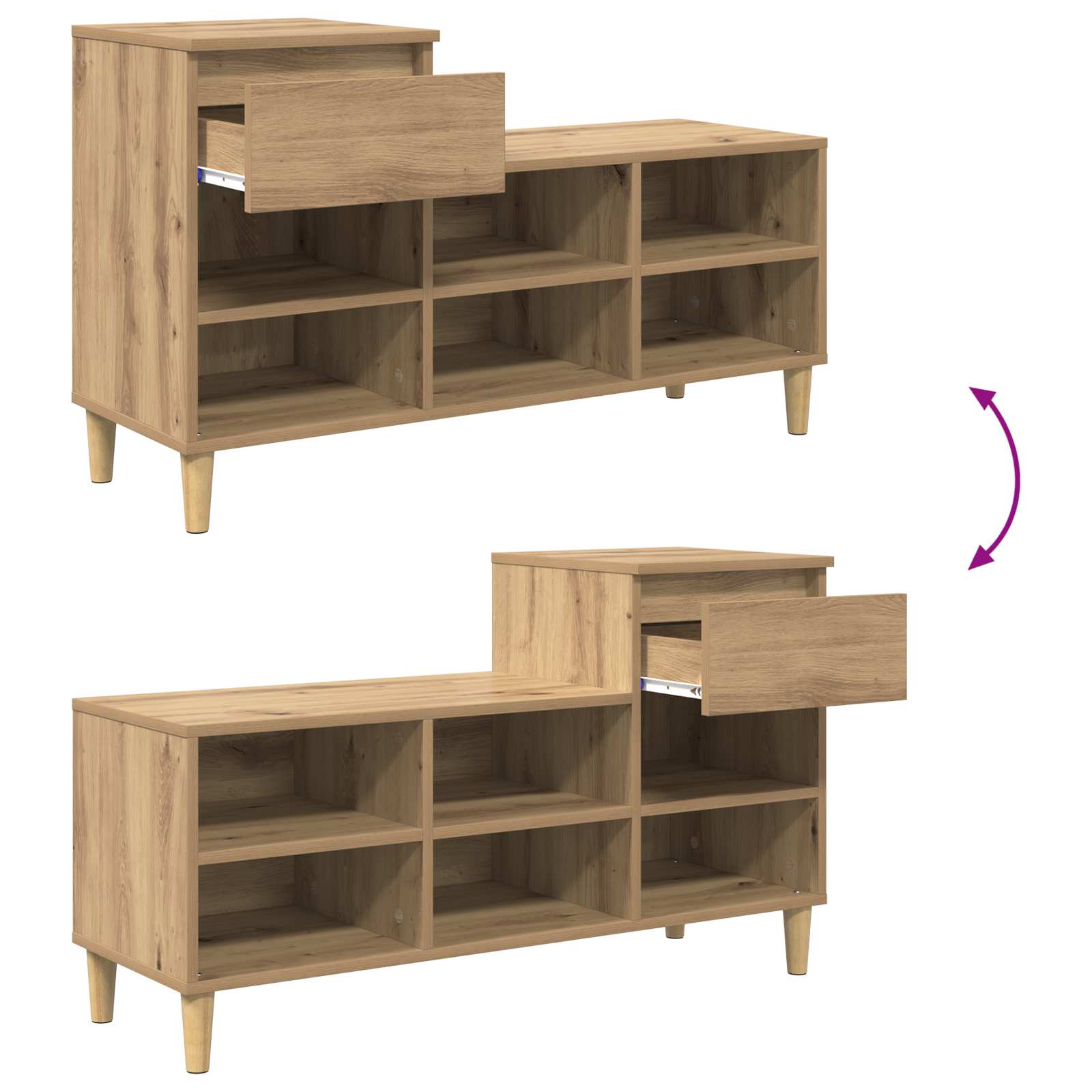 Schuhschrank 102 x 36 x 60 cm Holzwerkstoff Artisan-Eiche