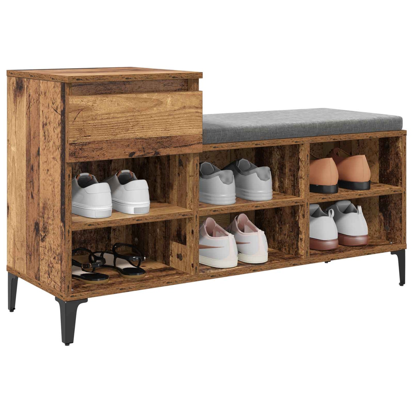 Schuhschrank 102 x 36 x 60 cm Holzwerkstoff Altholz