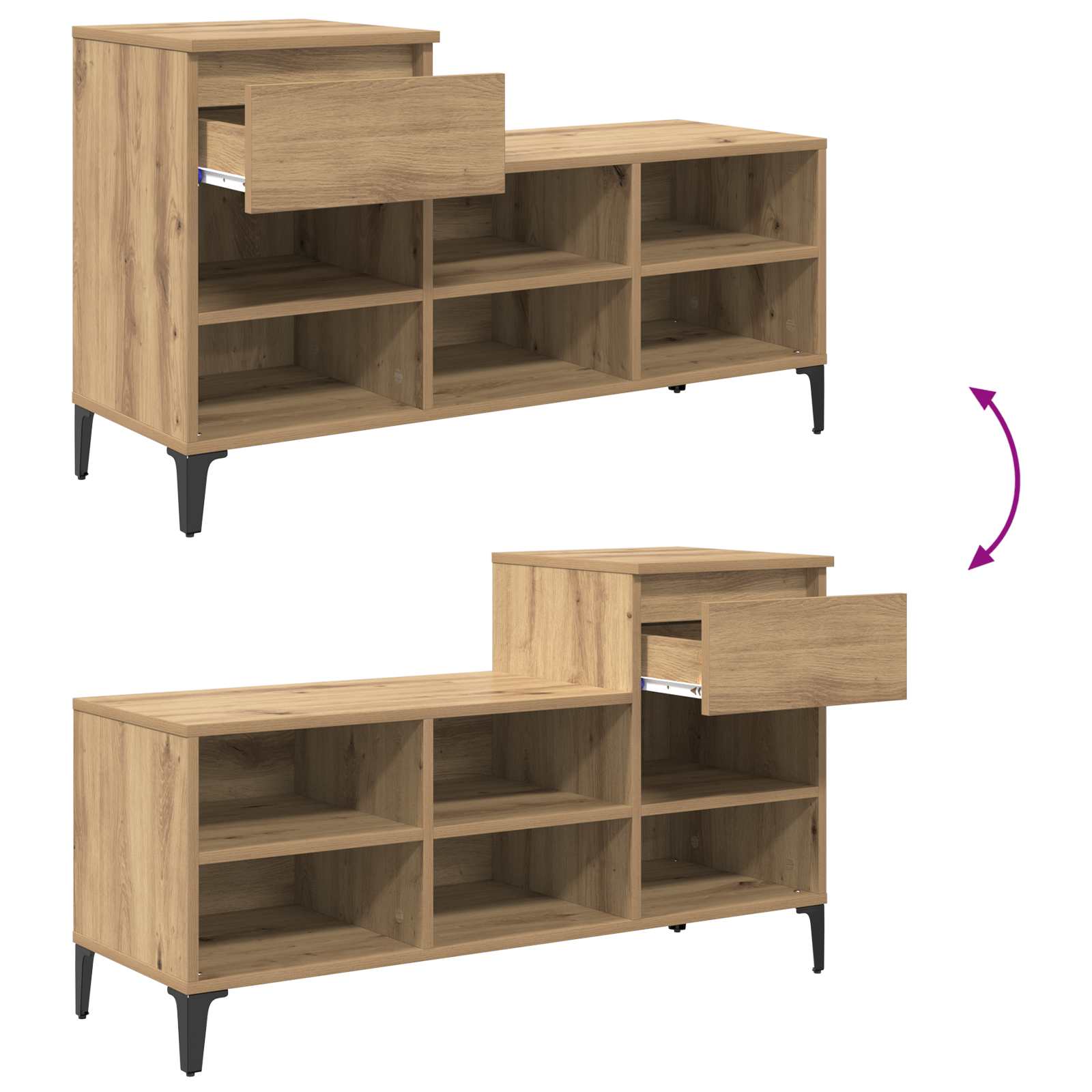 Schuhschrank 102 x 36 x 60 cm Holzwerkstoff Artisan-Eiche