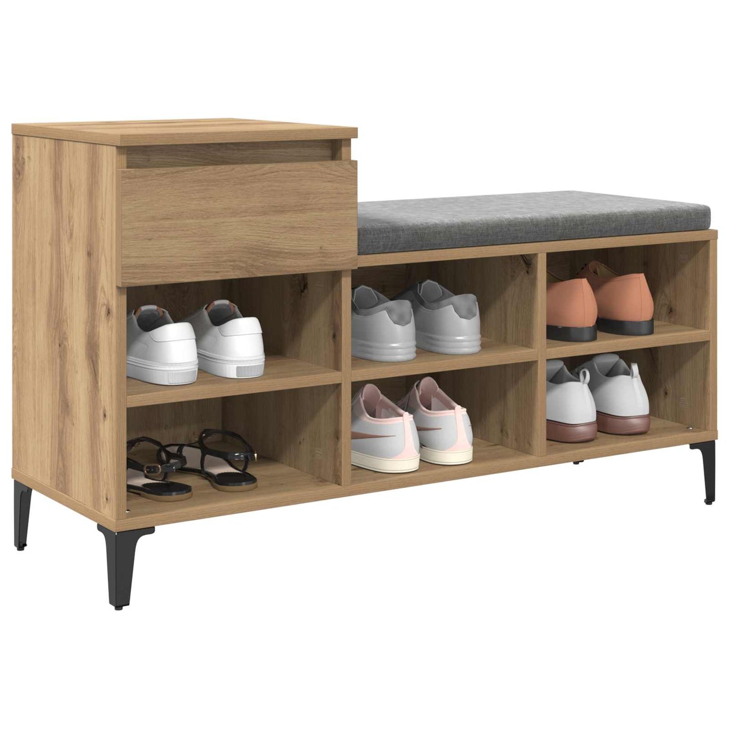 Schuhschrank 102 x 36 x 60 cm Holzwerkstoff Artisan-Eiche
