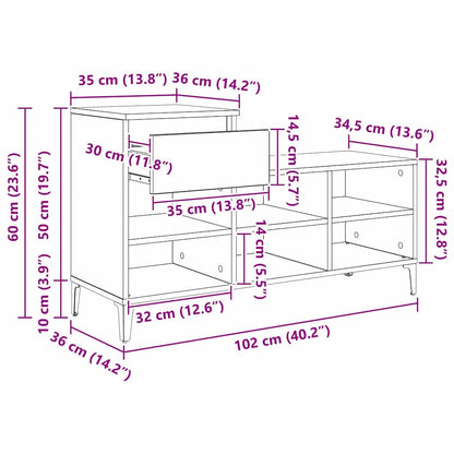 Schuhschrank 102 x 36 x 60 cm Holzwerkstoff Artisan-Eiche