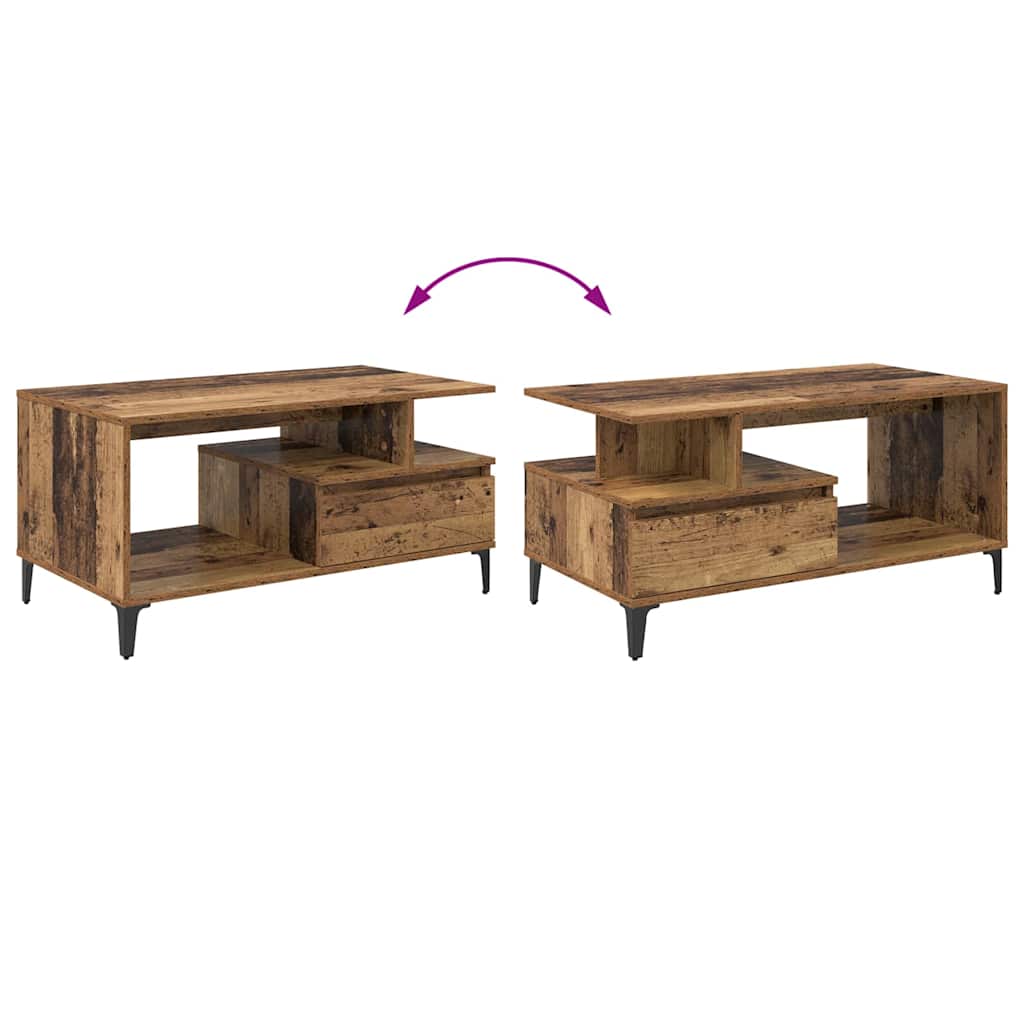 Couchtisch with Drawer Altholz 90 x 49 x 45 cm Holzwerkstoff