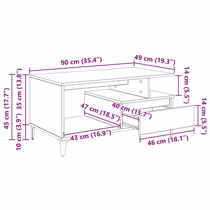 Couchtisch Artisan-Eiche 90 x 49 x 45 cm Holzwerkstoff