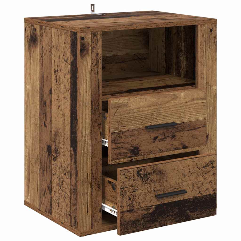 Nachttisch mit Schubladen Altholz 50 x 36 x 60 cm Holzwerkstoff