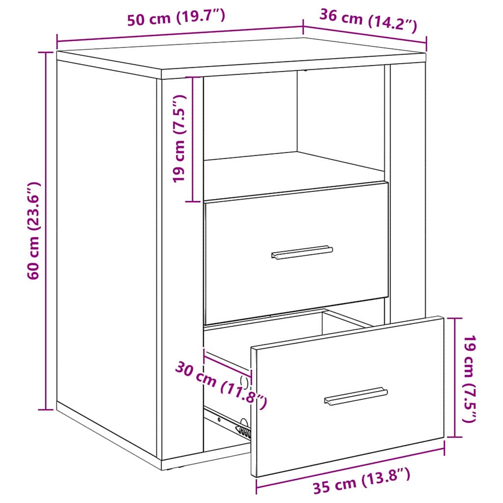 Nachttisch Altholz 35 x 50 x 60 cm Holzwerkstoff